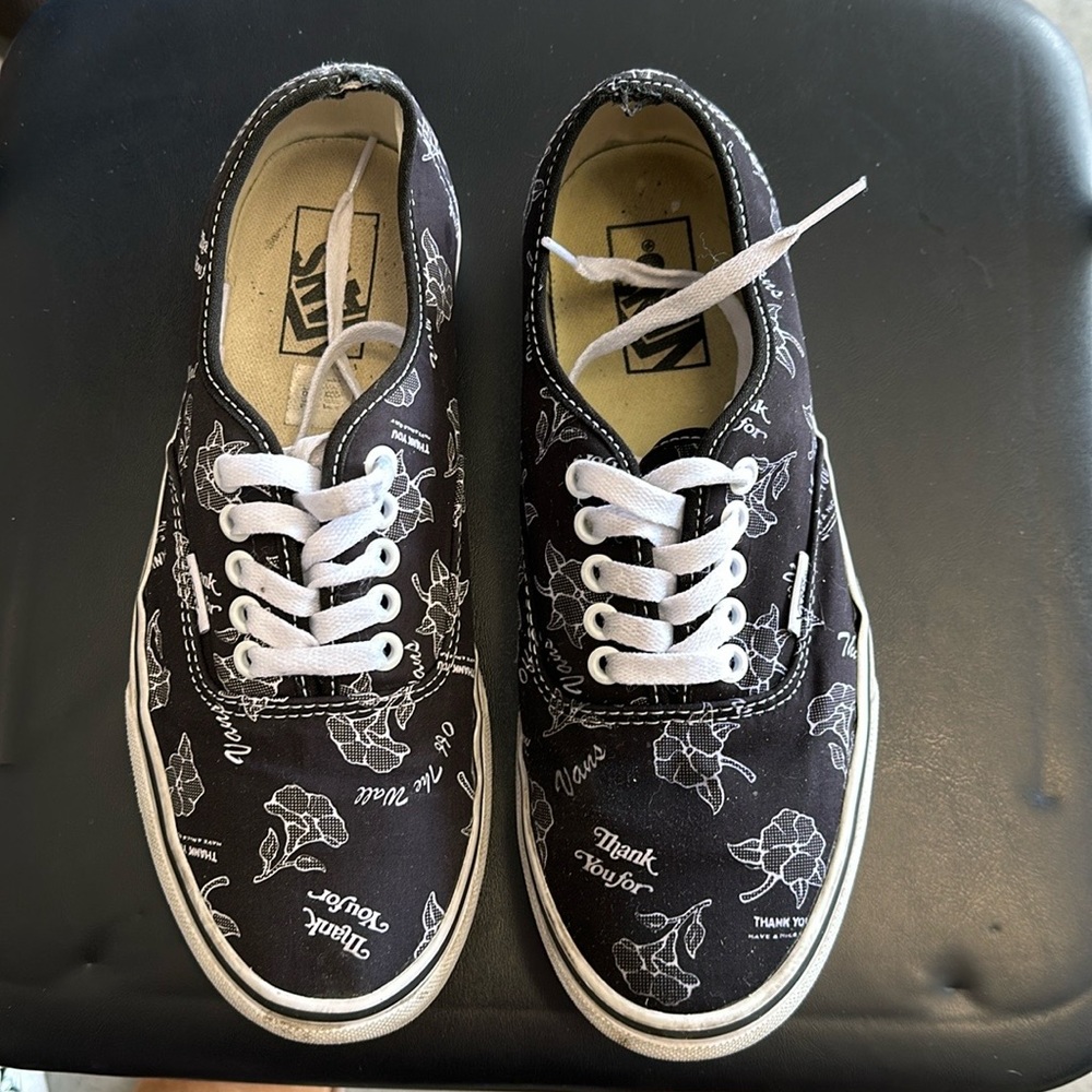 Thank you Black Floral Vans Size 9.5